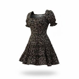 Trixxi Floral Cottagecore Tiered Milkmaid Dress Size L Puff Sleeve